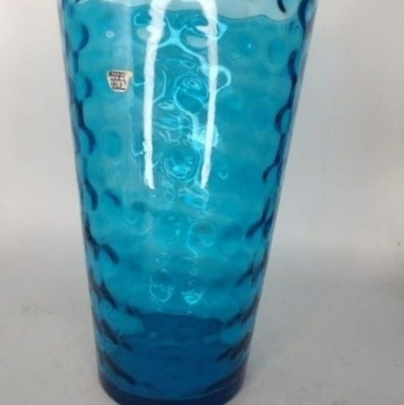 Vintage, large aqua blue coin dot thumbprint vase, by‎ Westmoreland - Picture 3 of 6